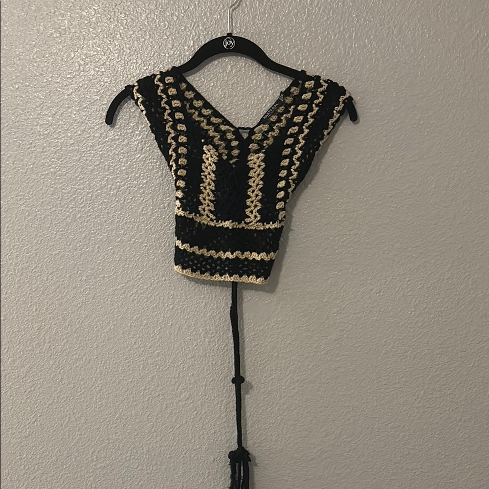 Black and Cream Crochet Top